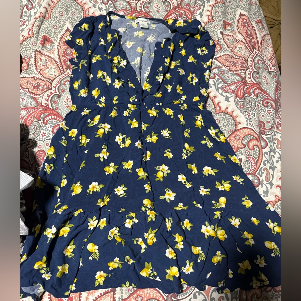 Passport Navy and Yellow Floral Blouse